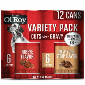 Ol Roy Cuts in Gravy Prime Variety Pack with Filet Mignon Ribeye and New York Strip Flavor Wet Dog Food 13.2 oz 12 Count
