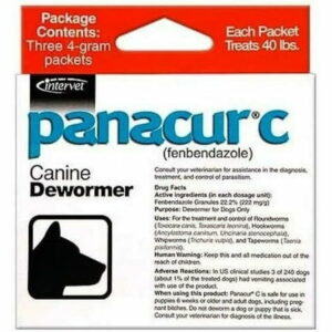 Panacur C Canine Dewormer Dogs 4 Gram Each Packet Treats 40 lbs (3 Packets) (Fivе Расk)