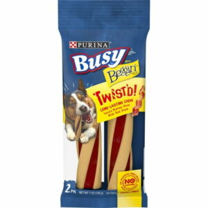 Purina Busy Bone Twist d Dog Treats for Small & Medium Dogs Long Lasting Bacon Dental Chews 2 Ct (6 Pack)