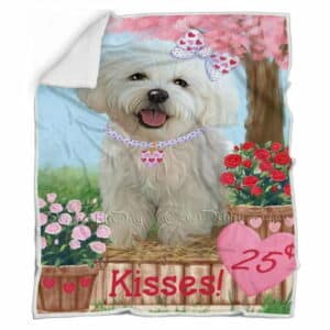 Rosie 25 Cent Kisses Bichon Frise Dog Blanket - Lightweight Soft Cozy and Durable Bed Blanket - Animal Theme Fuzzy Blanket for Sofa Couch BLNKT60701 (30x40 Fleece)