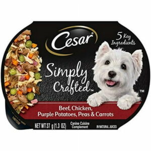 Simply Crafted Adult Soft Wet Dog Food Meal Topper Beef Chicken Purple Potatoes Peas & Carrots (10) 1.3 Oz. Tubs