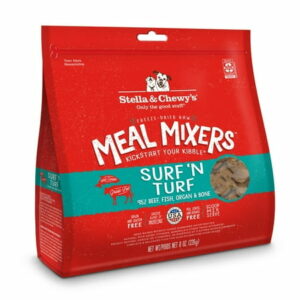 Stella & Chewy s Freeze Dried Raw Surf & Turf Meal Mixer Dog Food Topper for Small & Large Breeds Grain Free Protein Rich Recipe 8 oz Bag