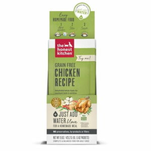 The Honest Kitchen Human Grade Dehydrated Grain Free Dog Food Complete Meal or Dog Food Topper Chicken 10-Pack of 1.5 oz Sachets