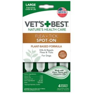 Vet's Best Topical Flea & Tick Treatment for Dogs over 40lbs, 4 Month Supply