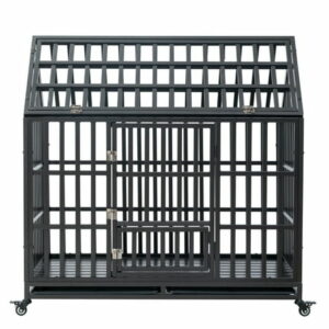 Vivifying Heavy Duty Dog Cage 85.86H Pet Crate with Roof & window on roof Black