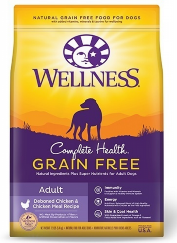 Wellness Complete Health Natural Adult Grain Free Deboned Chicken & Chicken Meal Recipe Dry Dog Food - 12 lb Bag