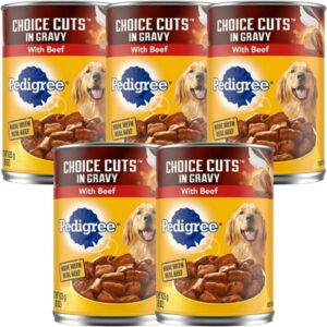 Wet Dog Food Beef Cuts in Gravy in The Form of Canned for Adults Dogs Helps to Support Healthy Skin and Coat Traditional Beef Dinner 22 OZ of Each Can 5 Cans
