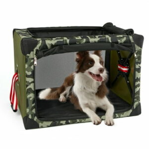 Yoken Small Dog Crate Upgrade Portable Folding Dogs Crate One-Step Open with Soft-Sided Washable Fabric Green