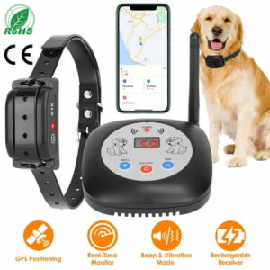 iMounTEK 328FT Electric Wireless Dog Fence System GPS Dog Tracker with GPS Location Monitor Range Adjustable Rechargeable Beep Vibration for Small Medium Large Dogs 1 Transmitter 1 Receiver