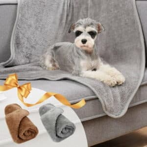 suddus 1 Pack 2 Soft Fluffy Dog Blanket for Medium Large Dogs Warm Fuzzy Pet Blanket Dog Throw Blanket Washable for Furniture Couch Protection (Camel & Grey Extra Large - 48 x 36 Inches)