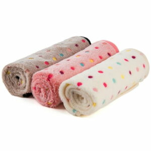 3 Pack Super Soft Premium Fluffy Pet Dog Blanket miadore Cute Fleece Paw Print Throw Blanket for Kitties Puppies