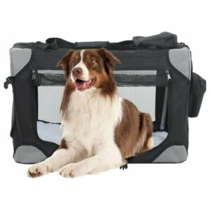 42 inch Collapsible Dog Crate for Large Dogs 3-Door Portable Folding Soft Dog Crate Dog Kennel Lightweight Foldable Travel Dog Crate with Mesh Windows for Indoor Outdoor Travel Black
