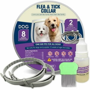Flea Collar for Dogs Dog Flea Collar 8 Months Protection Flea and Tick Collar for Dogs Small to Large Size Flea Prevention for Dogs 2 Pack with Comb and Prevention Treatment Drop