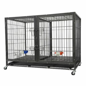 Go Pet Club Heavy Duty Stackable Dog Crate, 44" L X 28" W X 32.5" H, Large, Silver