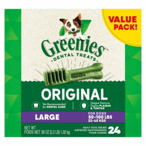 Greenies Original Large Natural Dental Care Dog Treats 36 Oz. Pack (24 Treats)