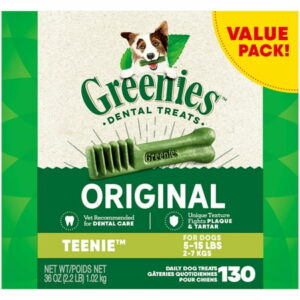 Greenies Original Teenie Natural Dental Care Dog Treats 36 Oz. Pack (130 Treats)
