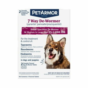 PetArmor For Dogs 7 Way De-Wormer For Medium & Large Dogs 25.1-200lbs 2 CT Chewable Tablets