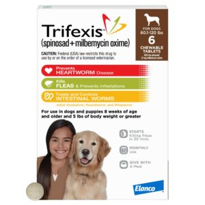 Trifexis Chewable Tablets for Dogs 60.1 to 120 lbs, 6 Month Supply, .75 IN