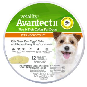 Vetality Avantect II Flea & Tick Dog Collar, Pack of 2, Small/Medium, Off-White