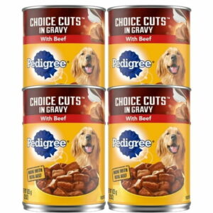 Wet Dog Food Beef Cuts in Gravy in The Form of Canned for Adults Dogs Helps to Support Healthy Skin and Coat Traditional Beef Dinner 22 OZ of Each Can 4 Cans