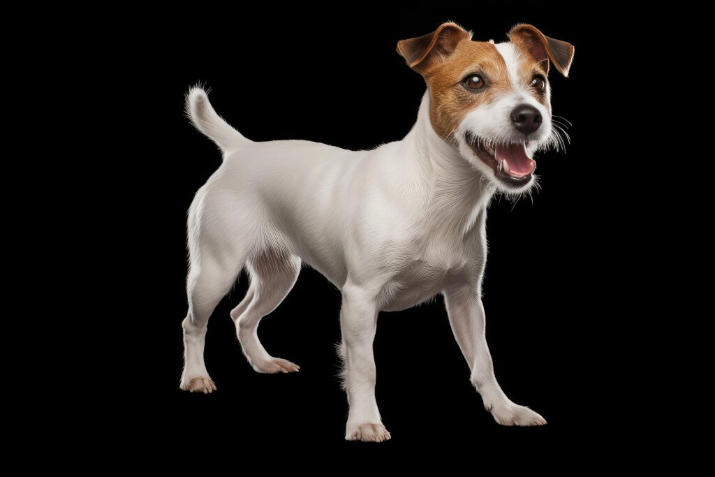 Jack Russell Terrier with a black background