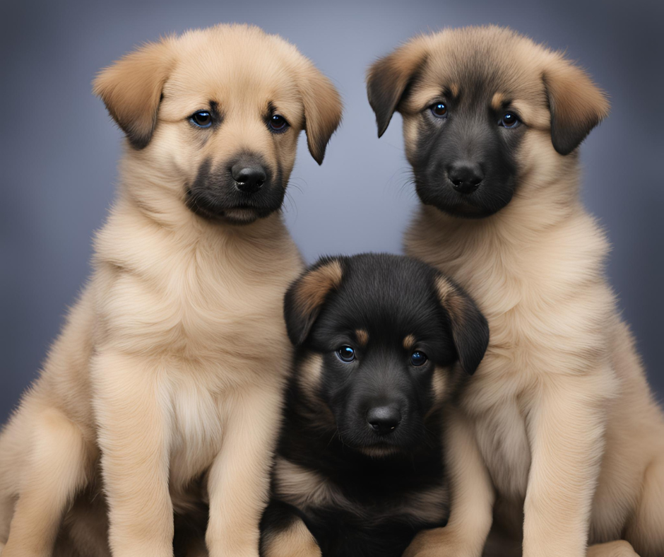 A group of three German Sheprador Puppies