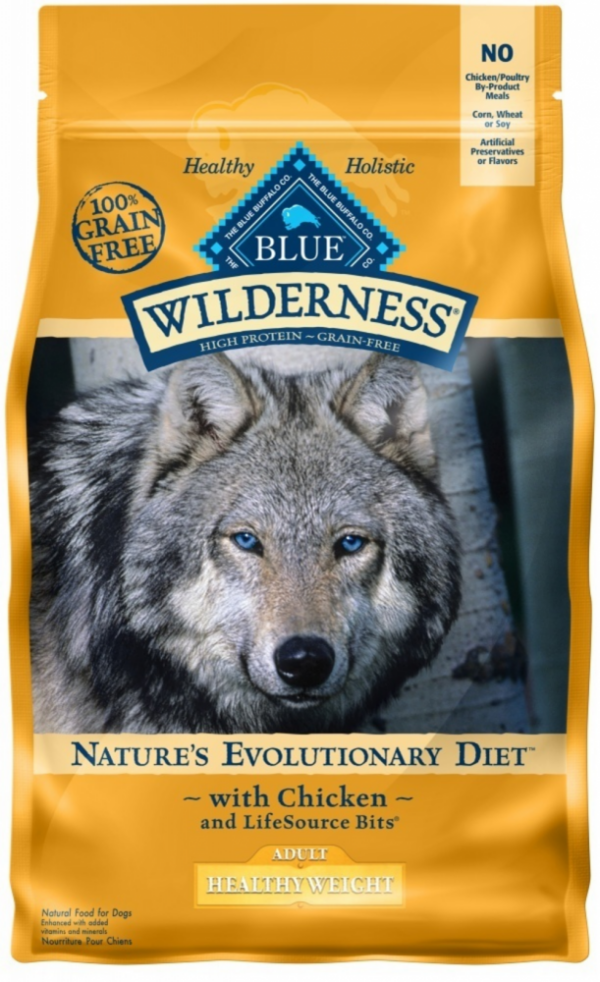 Blue Buffalo Wilderness Grain Free Healthy Weight Natural Chicken Recipe Adult Dry Dog Food - 24 lb Bag