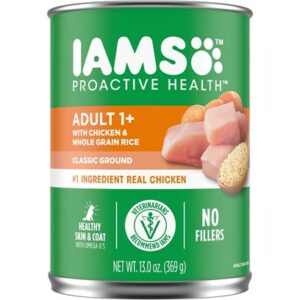 Iams ProActive Health Adult Chicken and Whole Grain Rice Pate Canned Dog Food 13.2-oz, case of 12