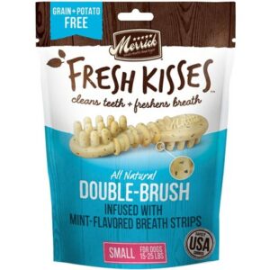 Merrick Fresh Kisses Grain Free Mint Breath Strips Small Dental Dog Treats 5.5-oz, 9 count