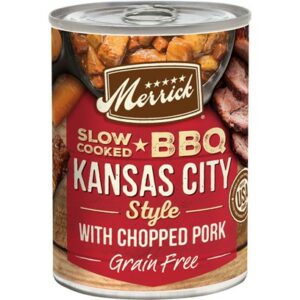 Merrick Grain Free Slow Cooked BBQ Kansas Style Pork Recipe Canned Dog Food 12.7-oz, case of 12