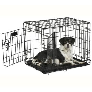 Midwest Contour Double Door Folding Dog Crate, 24.8" L X 17.71" W X 19.48" H, Small, Black