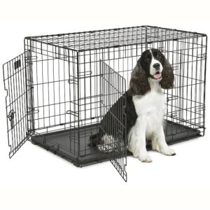 Midwest Contour Double Door Folding Dog Crate, 36.41" L X 23.22" W X 24.4" H, Large, Black