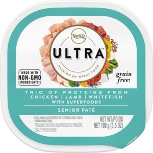 Nutro Ultra Senior Chicken, Lamb and Salmon Pate Wet Dog Food 3.5-oz, case of 24