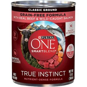 Purina ONE SmartBlend True Instinct Beef & Salmon Canned Dog Food 13-oz, case of 12