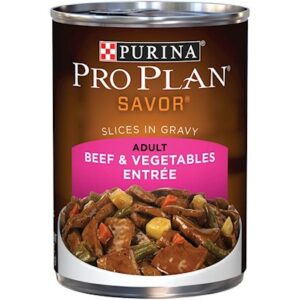 Purina Pro Plan Savor Adult Beef and Vegetables Slices in Gravy Canned Dog Food 13-oz, case of 12