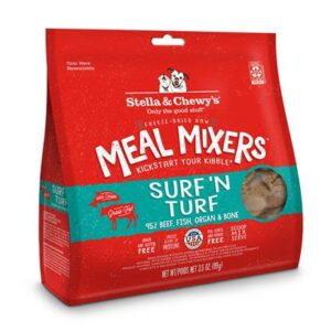 Stella & Chewys Freeze Dried Grain Free Raw Surf & Turf Meal Protein Rich Mixer Dog Food Topper for Small & Large Breeds 8- oz