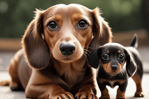 dachshund with his baby