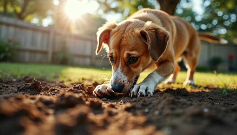 Terrier Dog eating dirt