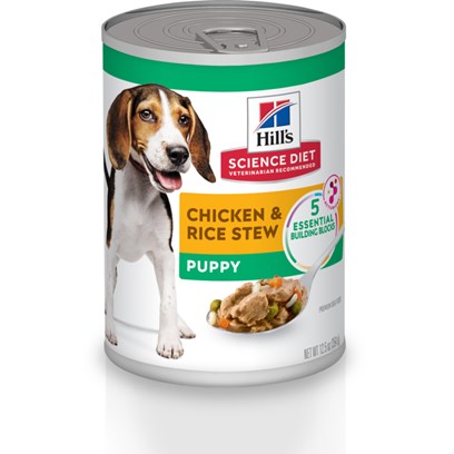 Hill's Science Diet Puppy Chicken & Rice Stew Recipe Canned Dog Food 12.5 oz, 12 pack, Chicken & Rice Stew