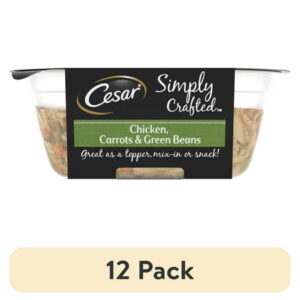 (12 pack) Cesar Simply Crafted Chicken Carrots & Green Beans Wet Dog Food Topper Adult 1.3 Oz