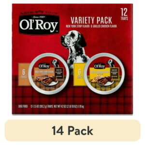 (14 pack) Ol Roy Variety Pack Grain-Free Wet Dog Food New York Strip & Grilled Chicken Flavor 3.5 oz Cups 12 Count