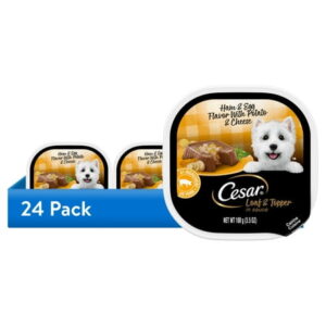 (24 pack) Cesar Loaf And Topper In Sauce Ham And Egg Wet Dog Food 3.5 Oz Tray